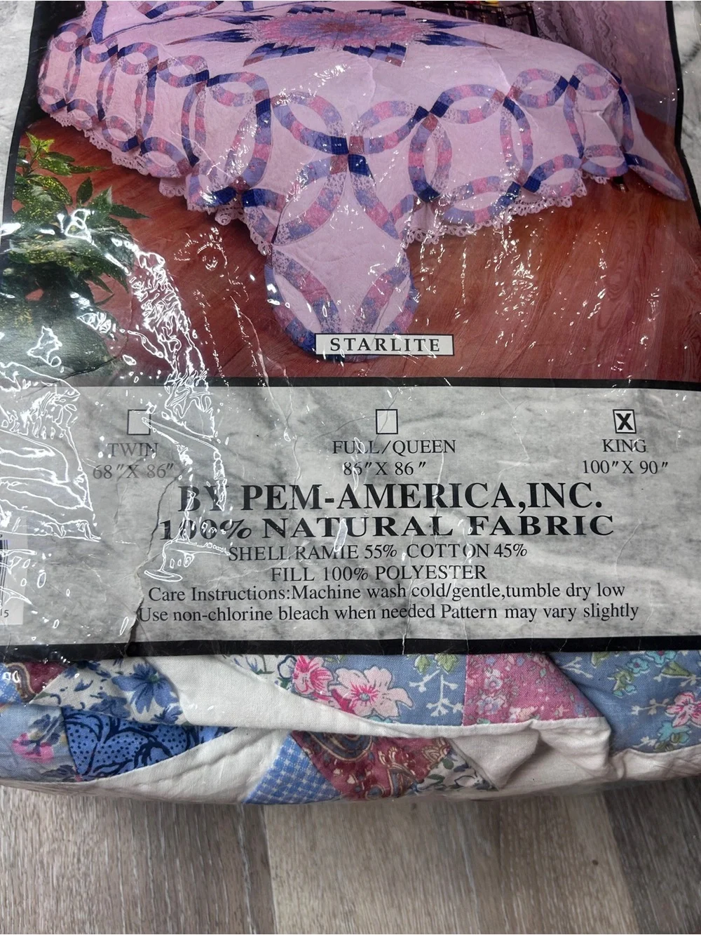 American Treasures “Starlite” Patchwork Quilt King Size •Handcrafted Vintage New